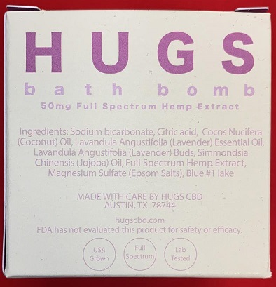 HUGS Broad Spectrum CBD Bath Bomb 5oz 50MG