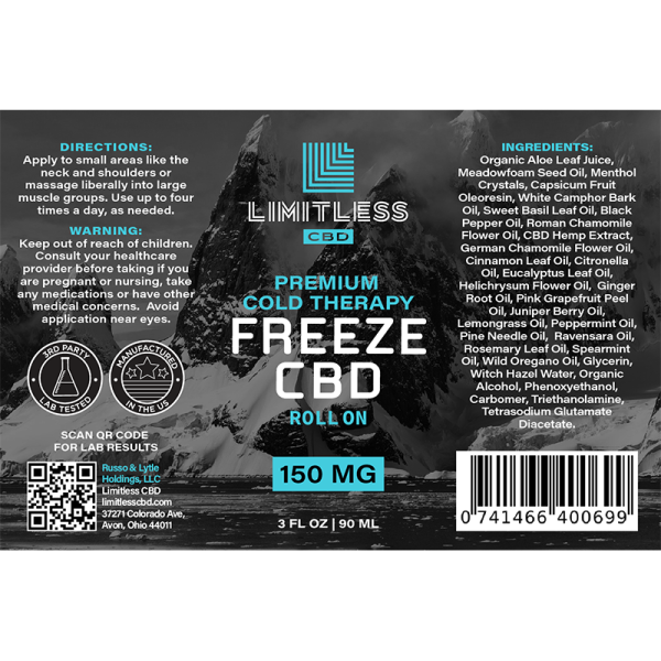 Limitless CBD Freeze Roll-on Gel 150 mg